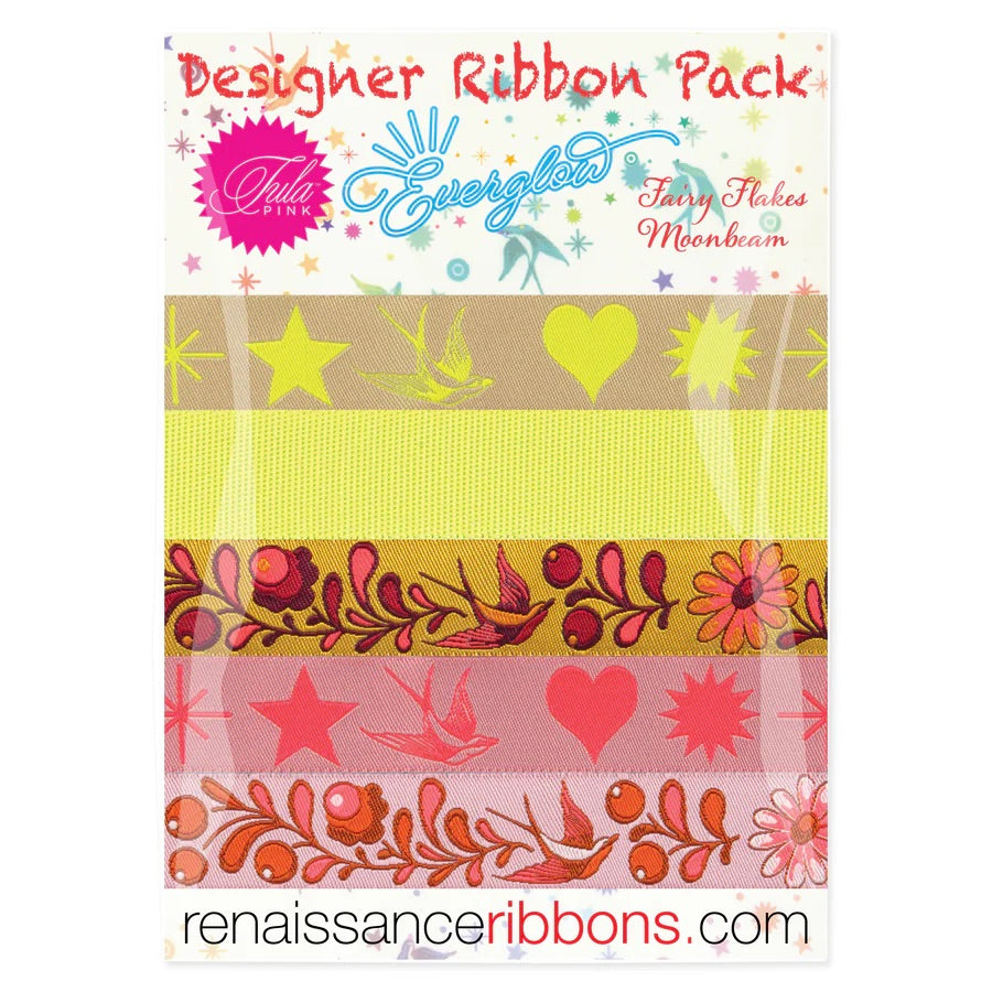 Tula Pink Ribbon Pack - Fairy Flakes in Moonbeam