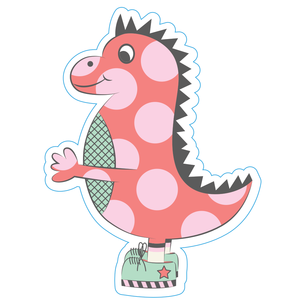 Cameron's Dino Sticker - Pink/Coral