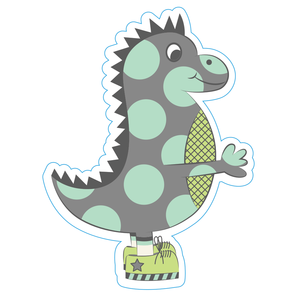 Cameron's Dino Sticker - Green/Gray