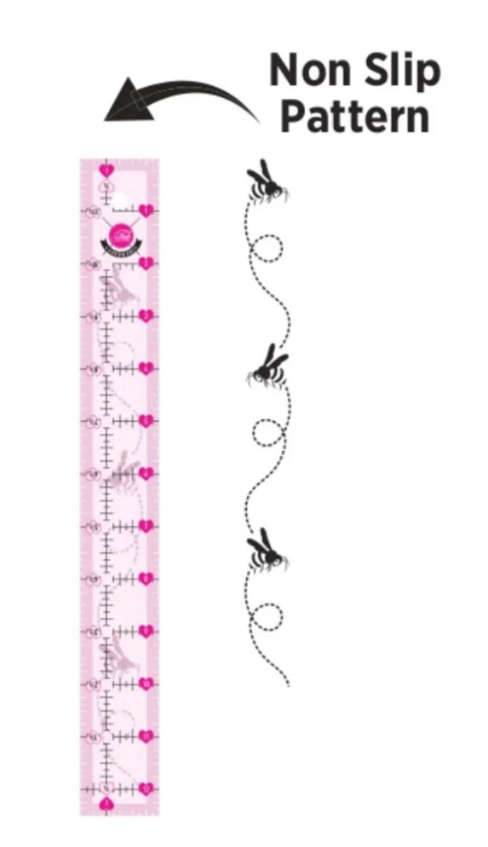 Tula Pink Hardware 1.5" x 12.5" Non Slip Bee Ruler