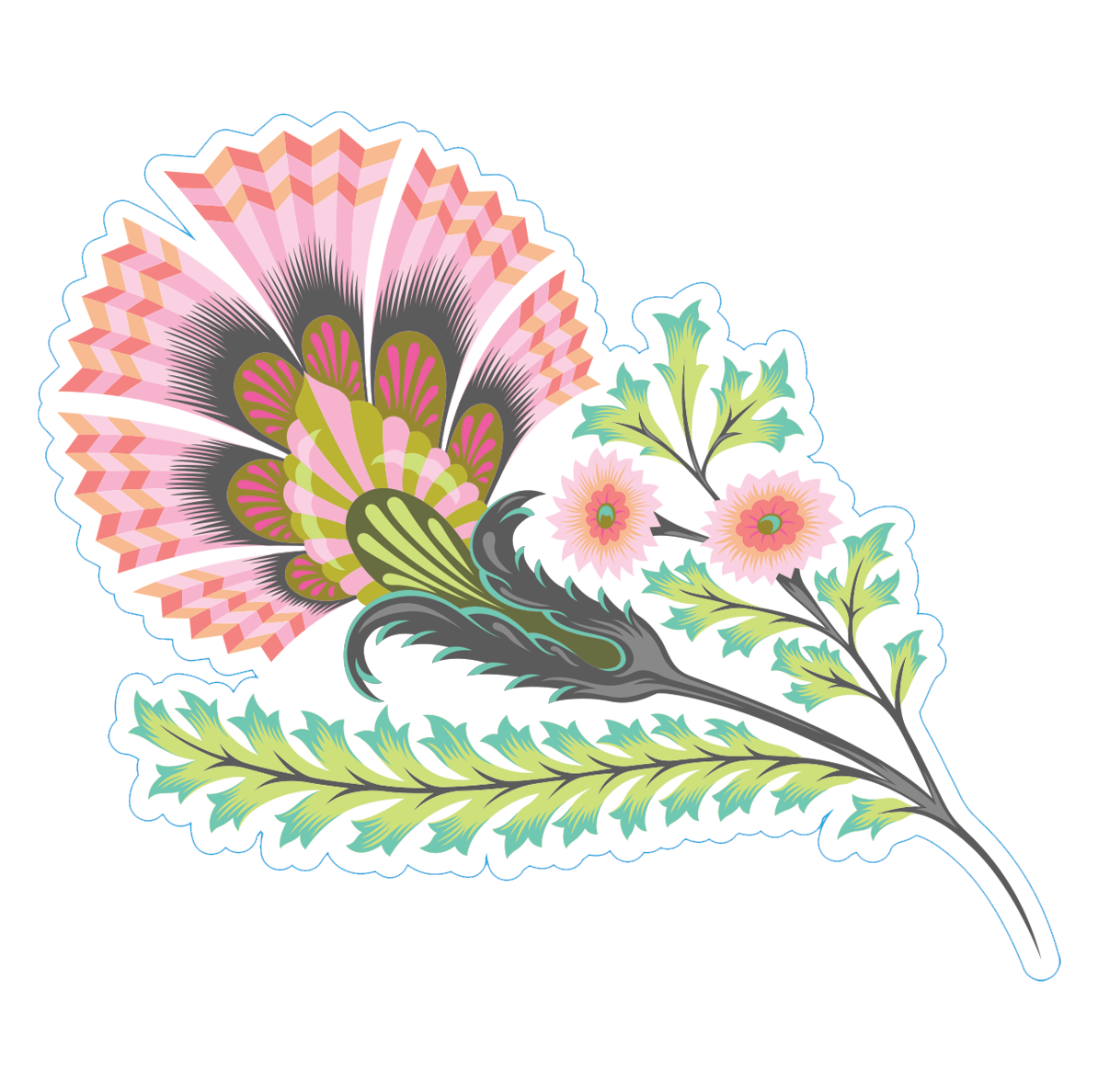 Wing It Floral Sticker